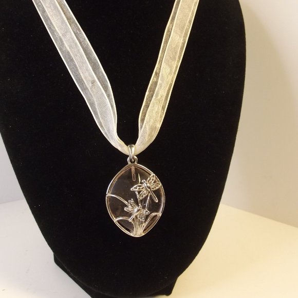 Jewelry - Pink Glass Dragonfly Pendant Necklace
